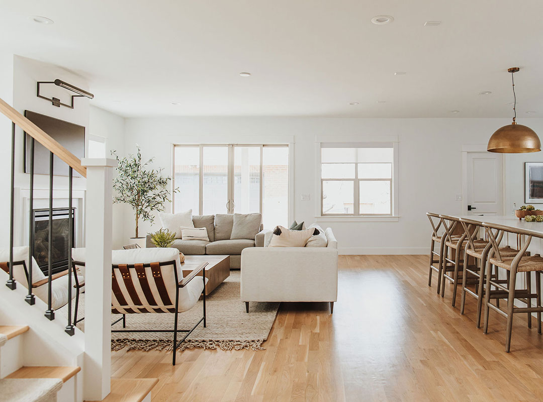 Living Room 'after' image - J. Reiko Design + Co - Hudson Street Project - before and after of a modern classic interior design project