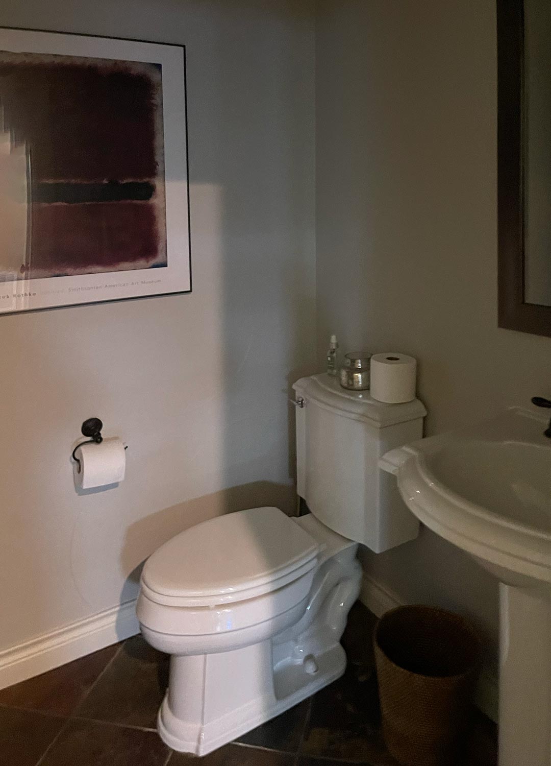 Powder bathroom 'before' image - J. Reiko Design + Co - Hudson Street Project - before and after of a modern classic interior design project