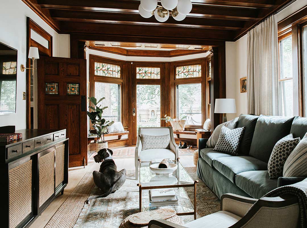 Secondary living room 'after' image - J. Reiko Design + Co - Humboldt Street Project - before and after of a historic Denver interior design renovation