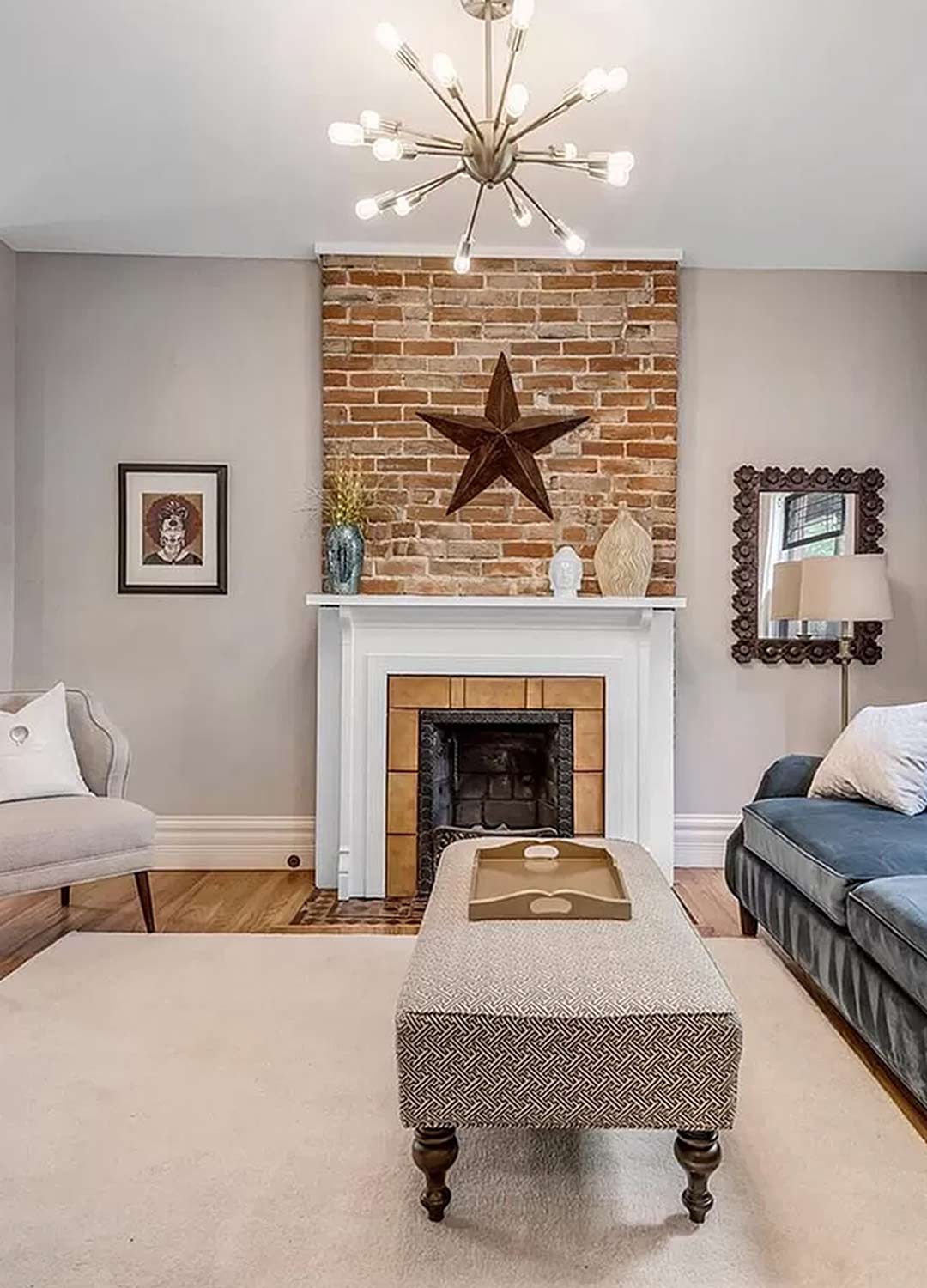 Living room 'before' image - J. Reiko Design + Co - Julien Street Project - before and after of a Denver Square restoration remodel with Victorian charm and playful English-inspired design