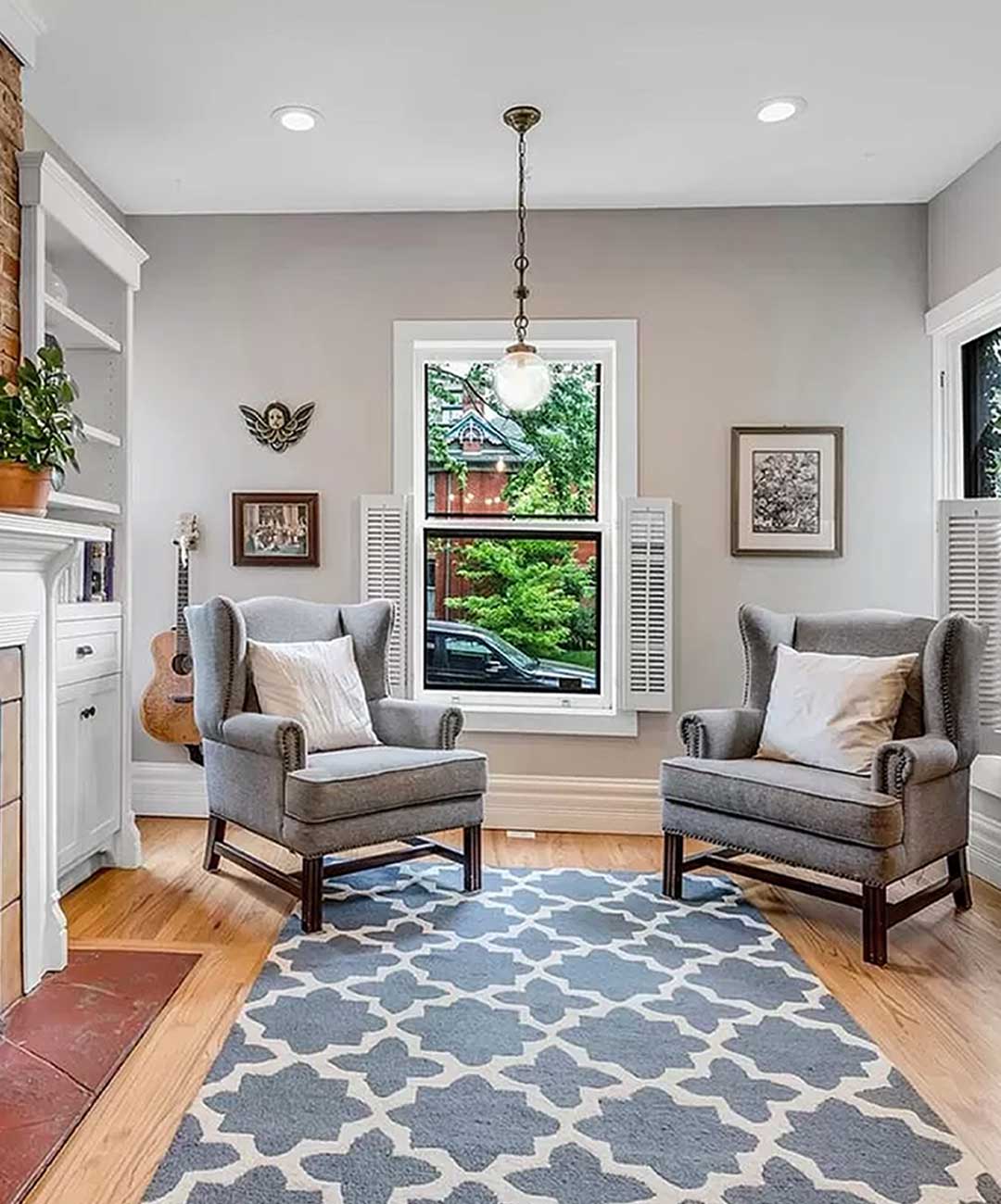 Library 'before' image - J. Reiko Design + Co - Julien Street Project - before and after of a Denver Square restoration remodel with Victorian charm and playful English-inspired design