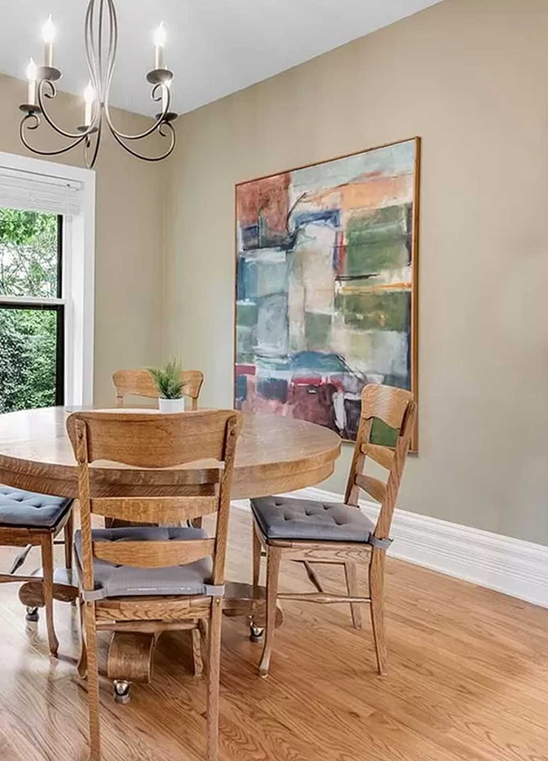 Dining room 'before' image - J. Reiko Design + Co - Julien Street Project - before and after of a Denver Square restoration remodel with Victorian charm and playful English-inspired design