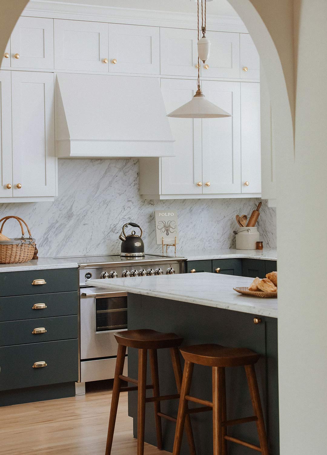 Kitchen 'after' image - J. Reiko Design + Co - Julien Street Project - before and after of a Denver Square restoration remodel with Victorian charm and playful English-inspired design