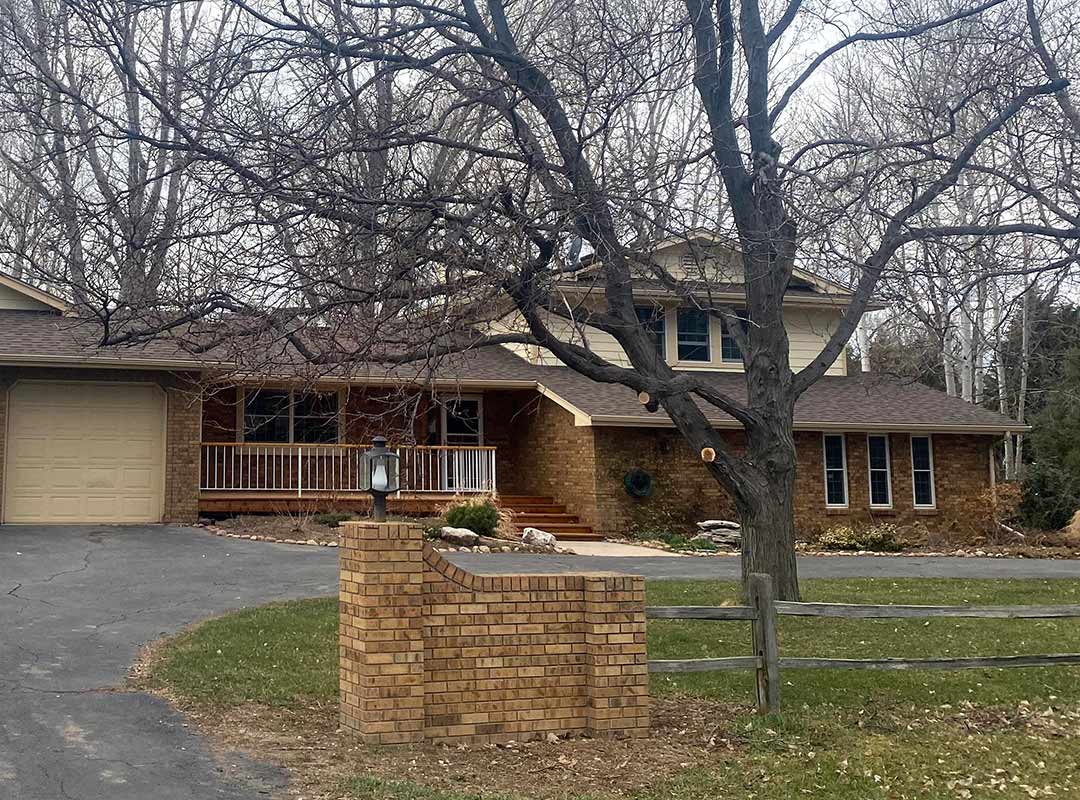 Exterior 'before' image - J. Reiko Design + Co - Plateau Court Project - before and after of a rural mid-century modern remodel for indoor outdoor living