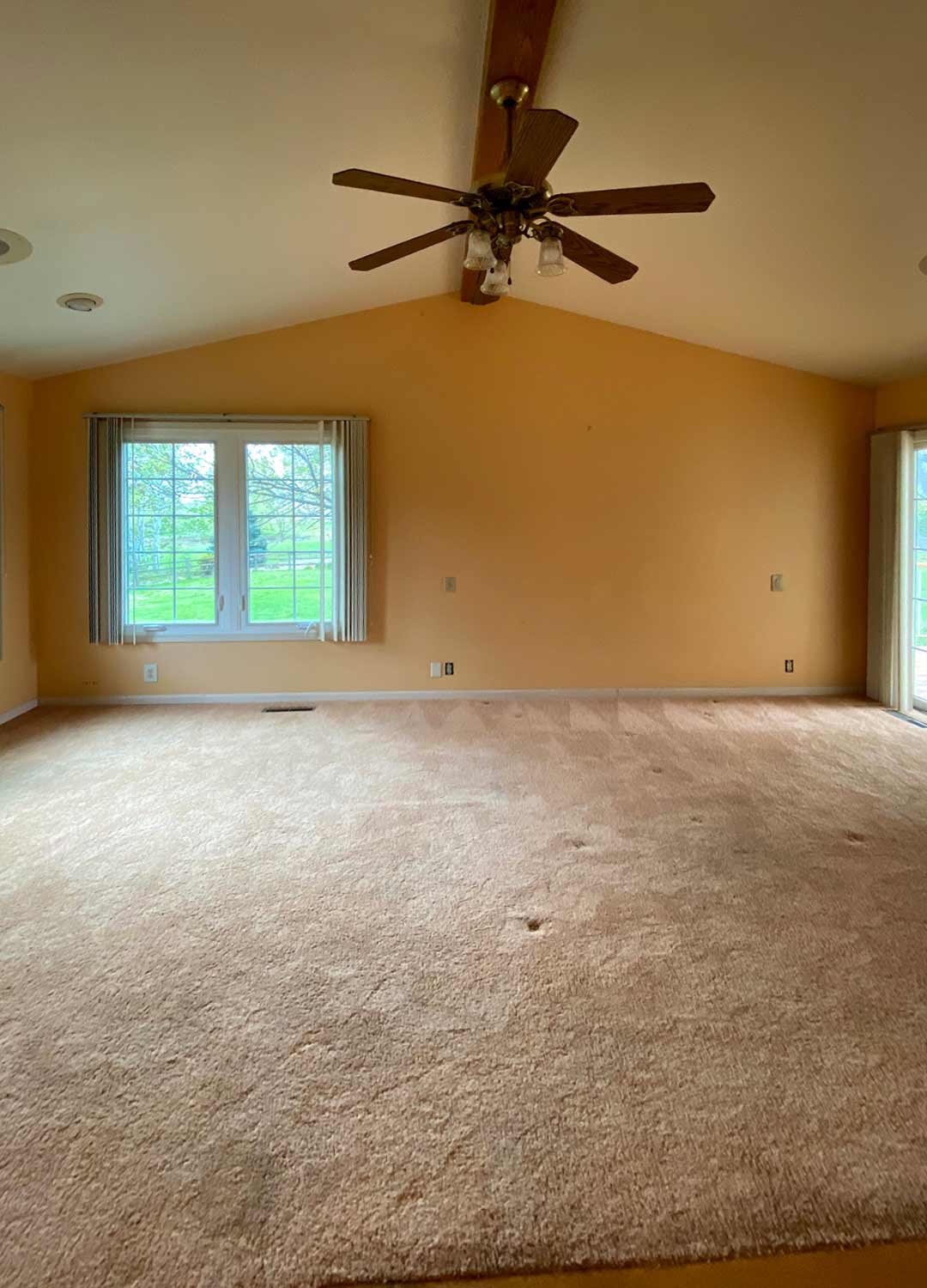 Primary bedroom / bathroom 'before' image - J. Reiko Design + Co - Plateau Court Project - before and after of a rural mid-century modern remodel for indoor outdoor living