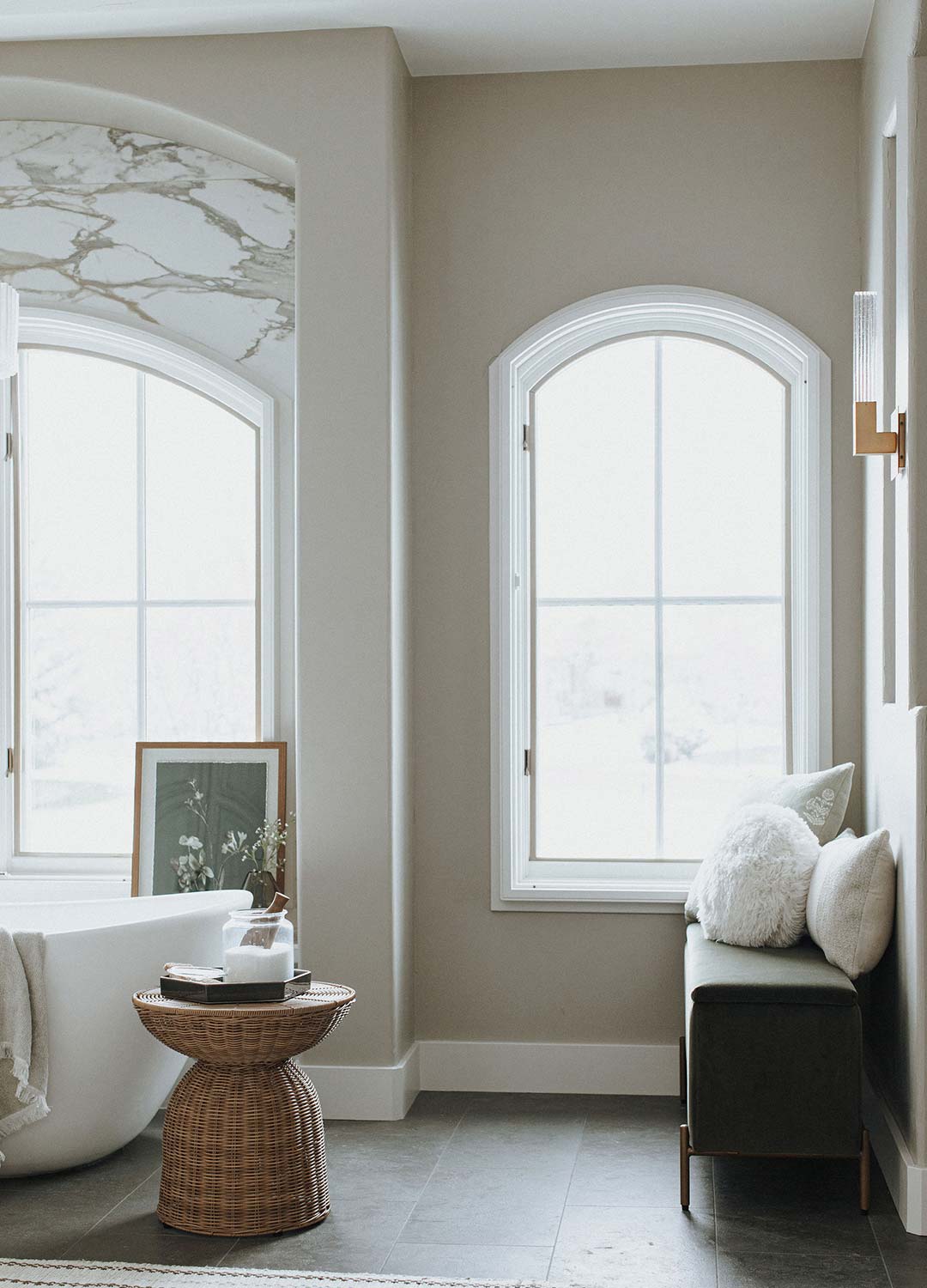 Primary bathroom windows 'after' image - J. Reiko Design + Co - Three Eagles Drive Project - before and after of a rustic and traditional mediterranean-inspired home in Fort Collins, Colorado