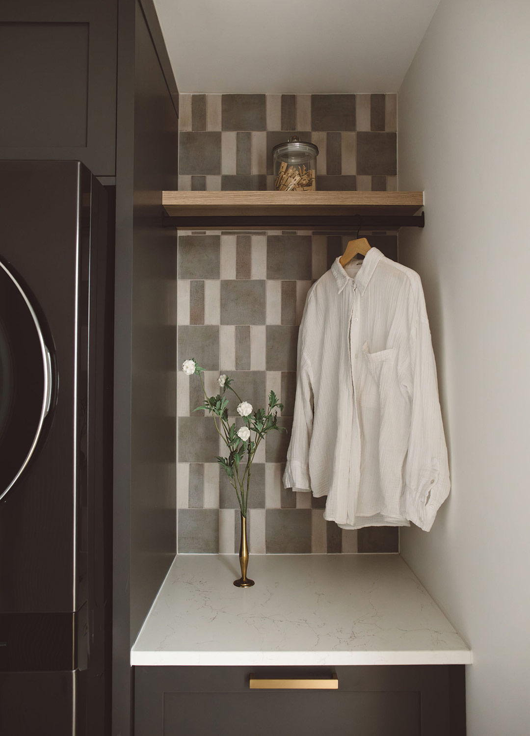 Laundry Room 'after' image - J. Reiko Design + Co - Hudson Street Project - before and after of a modern classic interior design project