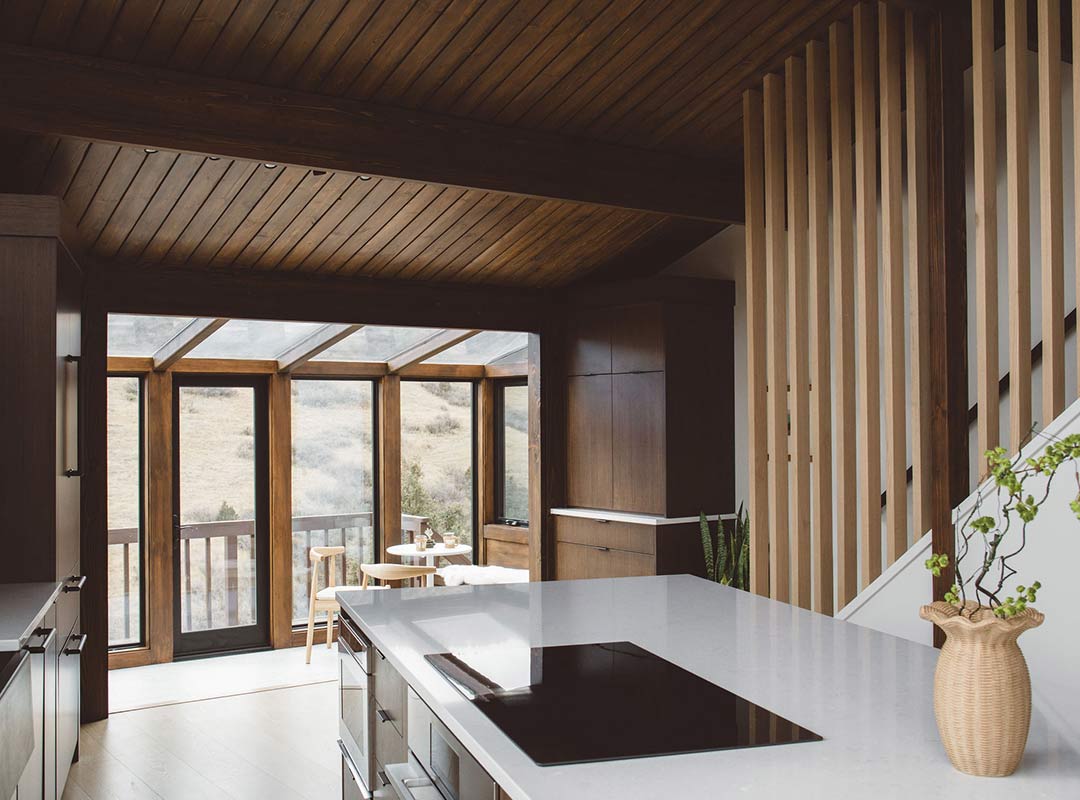 Stairs 'after' image - J. Reiko Design + Co - Redstone Canyon Project - before and after of a mountain modern remodel in Fort Collins, Colorado