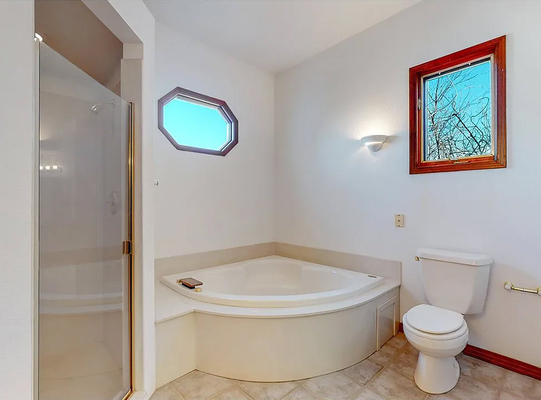Primary bath 'before' image - J. Reiko Design + Co - Augusta Trail - before and after of a European farmhouse remodel in Fort Collins, Colorado